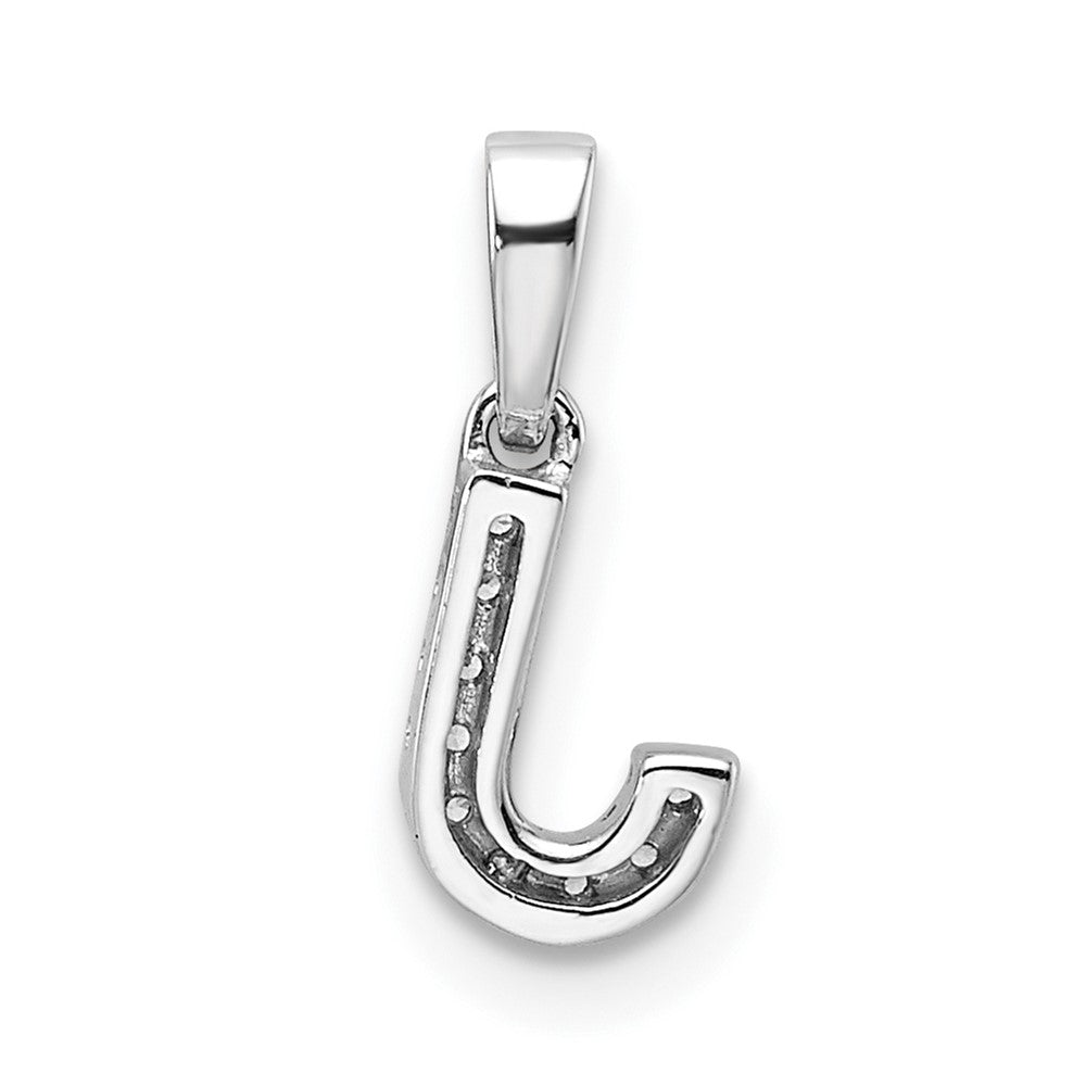 14K  White Gold Diamond Letter J Initial with Bail Pendant