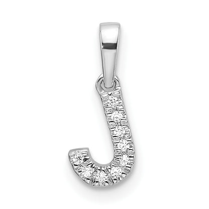 14K  White Gold Diamond Letter J Initial with Bail Pendant