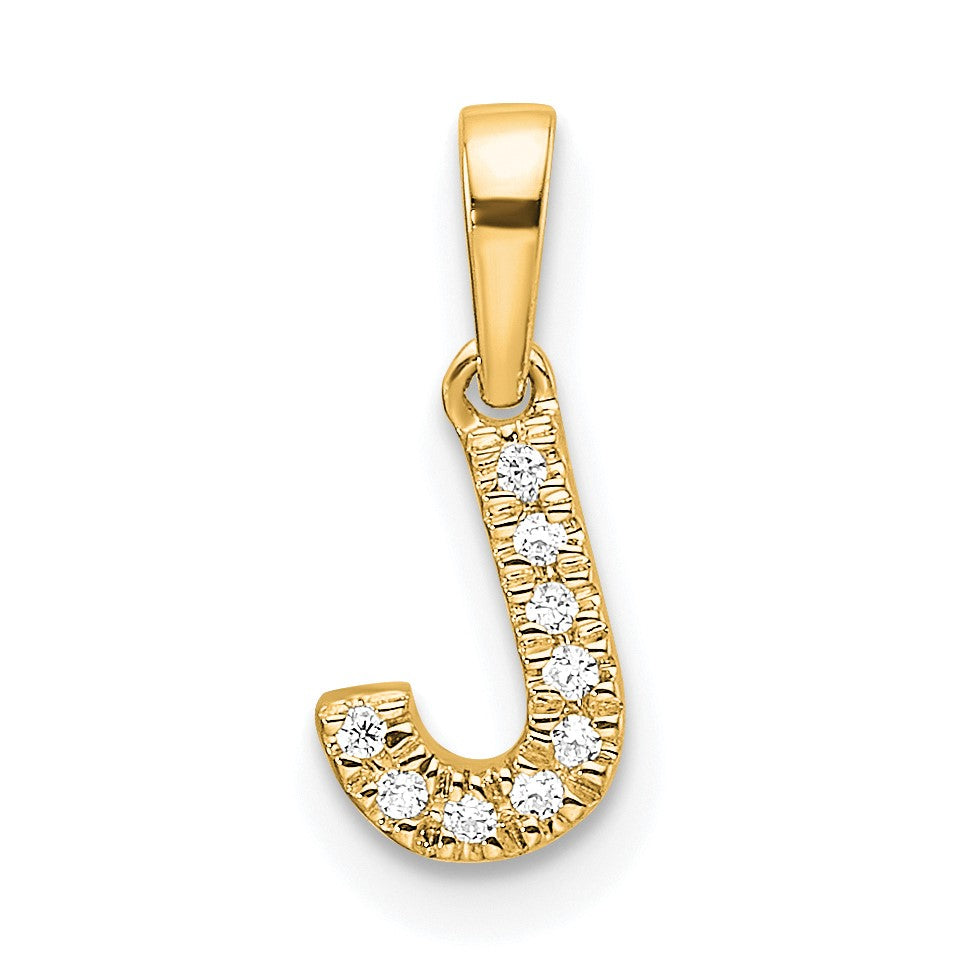 14K  Diamond Letter J Initial with Bail Pendant
