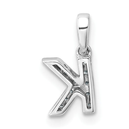 14K  White Gold Diamond Letter K  Initial with Bail Pendant
