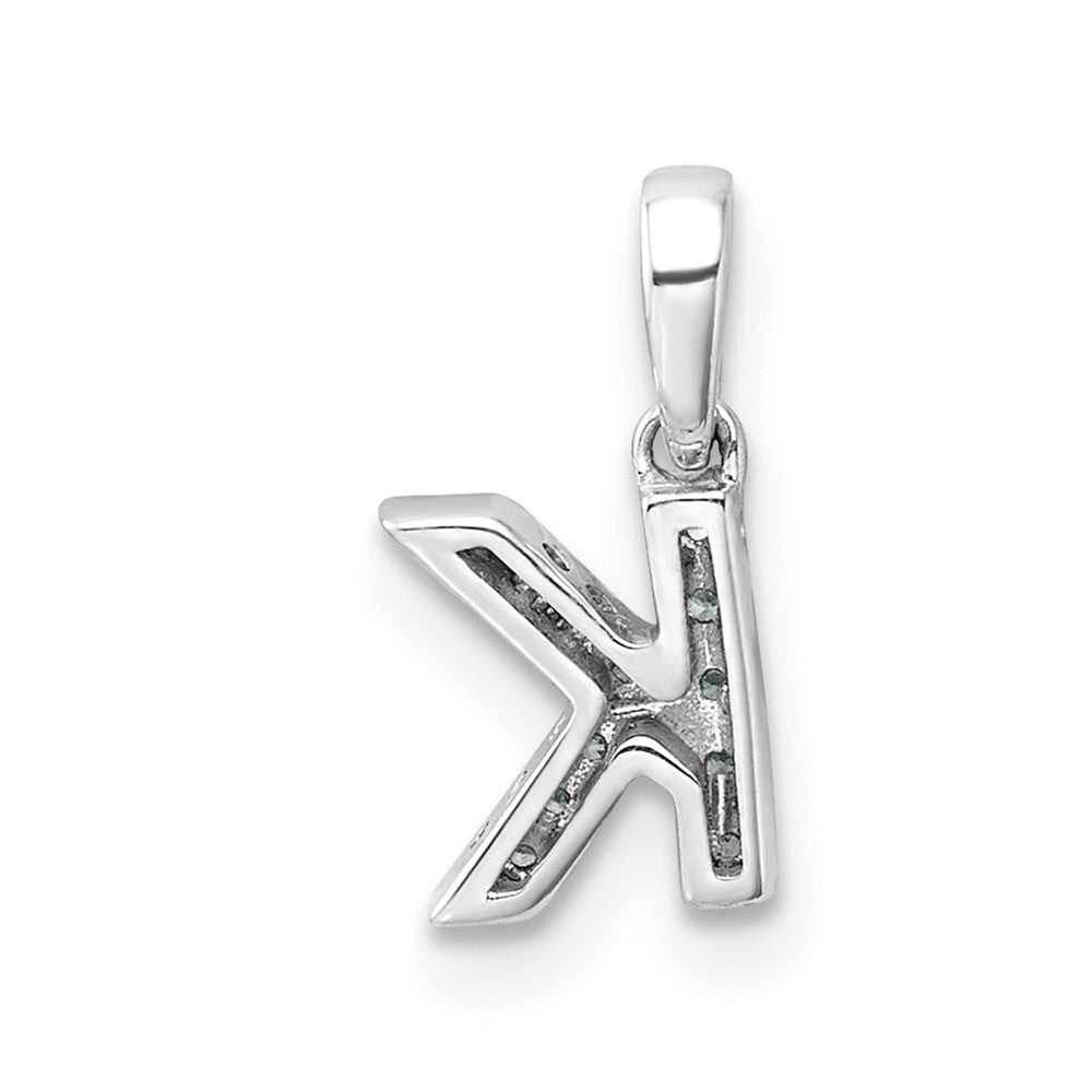 14K  White Gold Diamond Letter K  Initial with Bail Pendant