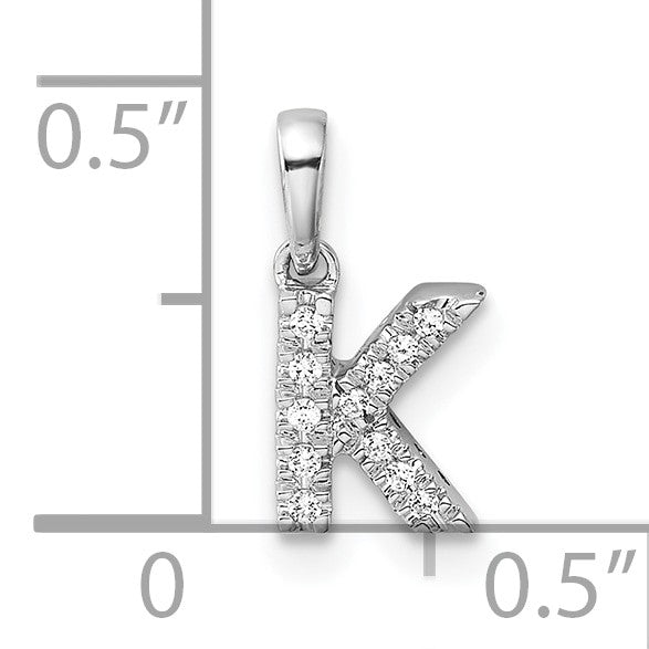 14K  White Gold Diamond Letter K  Initial with Bail Pendant