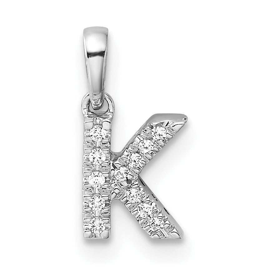 14K  White Gold Diamond Letter K  Initial with Bail Pendant