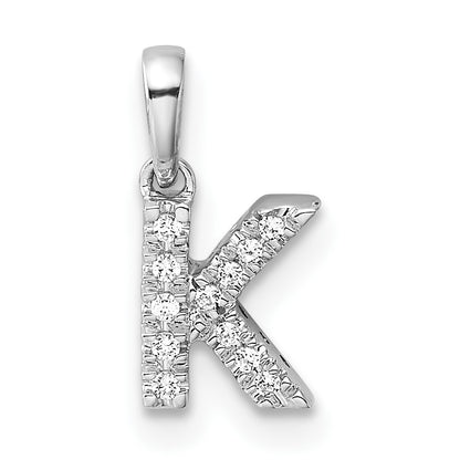 14K  White Gold Diamond Letter K  Initial with Bail Pendant