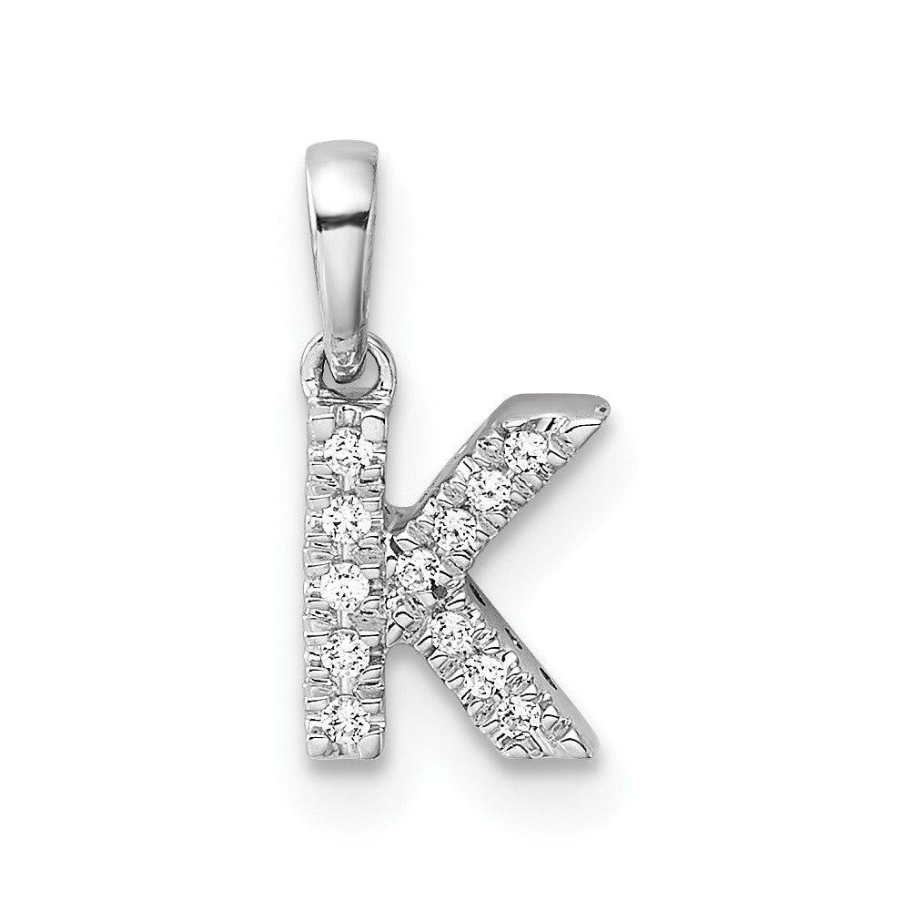 14K  White Gold Diamond Letter K  Initial with Bail Pendant