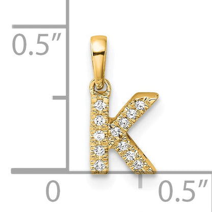 14K  Diamond Letter K  Initial with Bail Pendant
