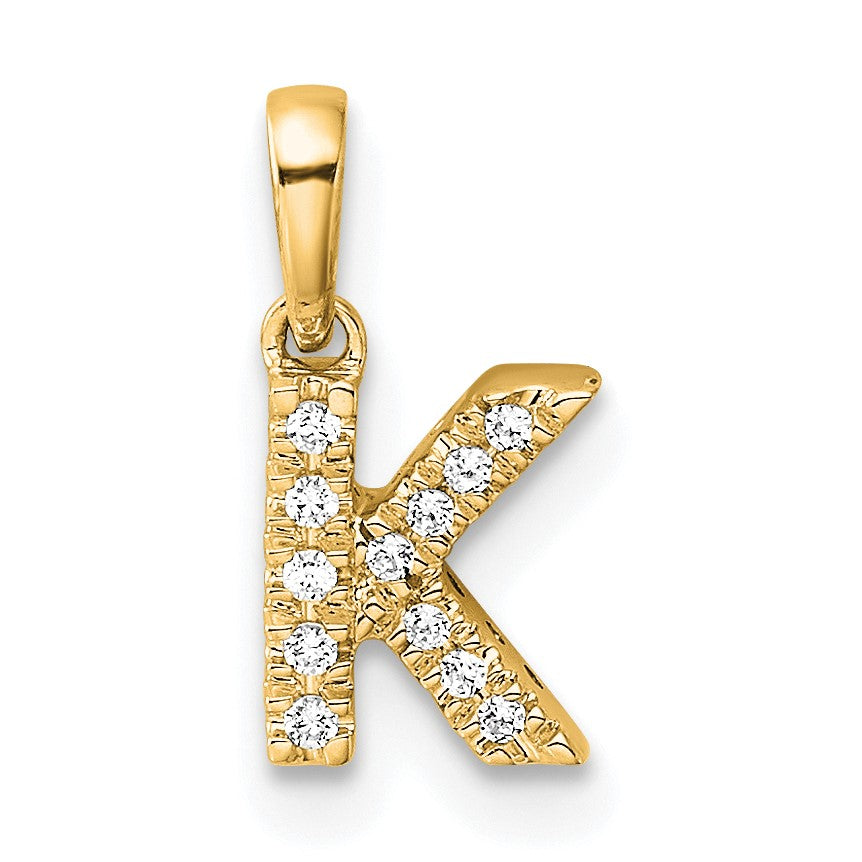 14K  Diamond Letter K  Initial with Bail Pendant