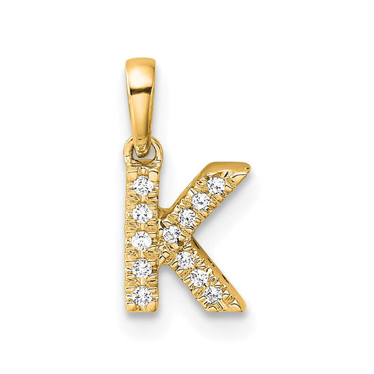 14K  Diamond Letter K  Initial with Bail Pendant