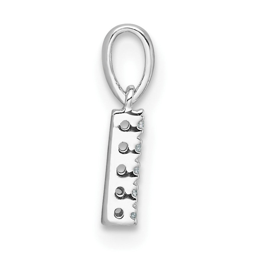 14K  White Gold Diamond Letter L Initial with Bail Pendant