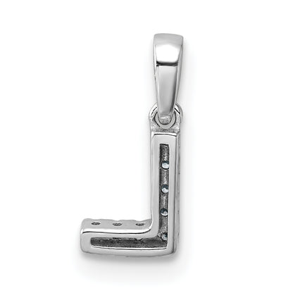 14K  White Gold Diamond Letter L Initial with Bail Pendant
