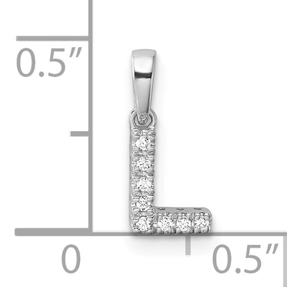 14K  White Gold Diamond Letter L Initial with Bail Pendant