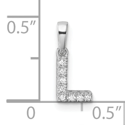 14K  White Gold Diamond Letter L Initial with Bail Pendant