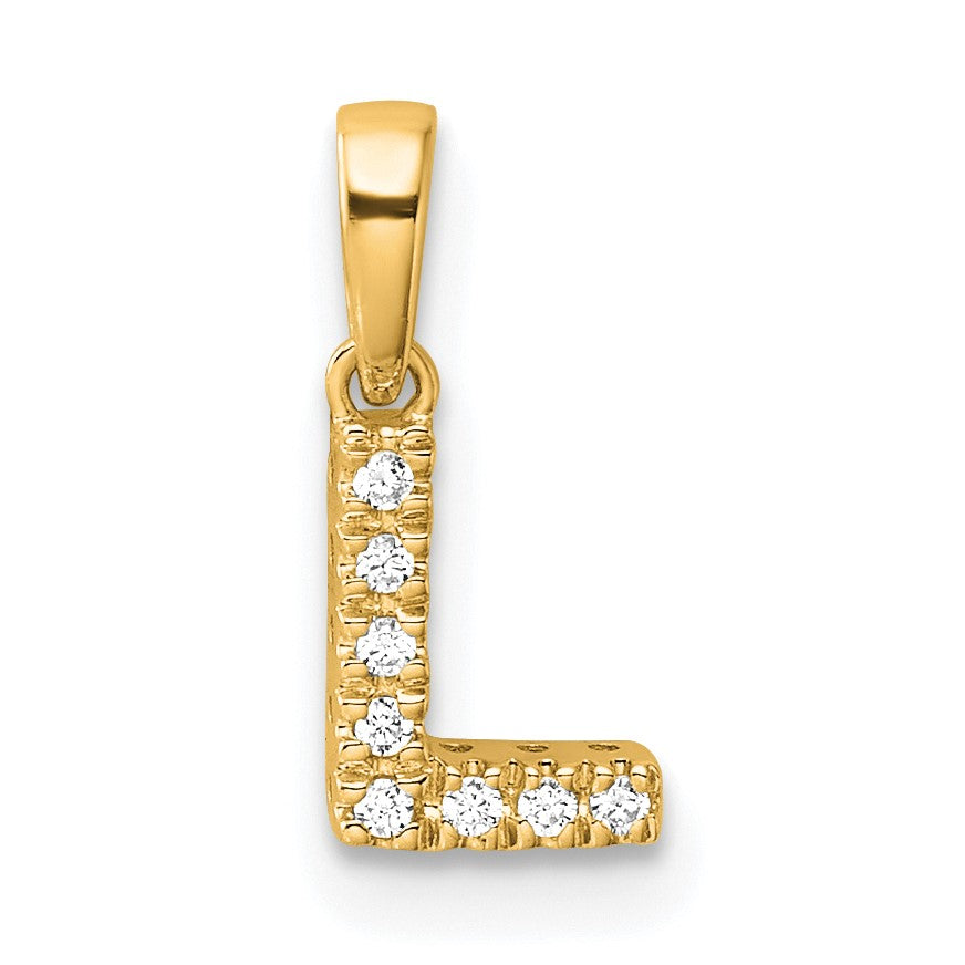 14K  Diamond Letter L Initial with Bail Pendant