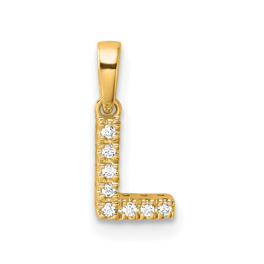 14K  Diamond Letter L Initial with Bail Pendant