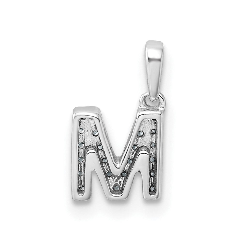 14K  White Gold Diamond Letter M Initial with Bail Pendant