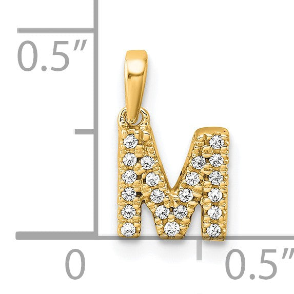 14K  Diamond Letter M Initial with Bail Pendant