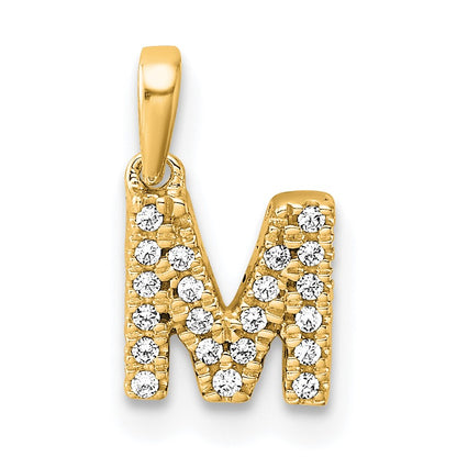 14K  Diamond Letter M Initial with Bail Pendant