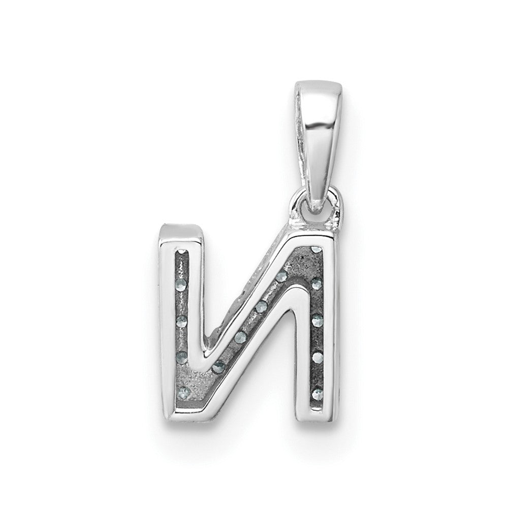 14K  White Gold Diamond Letter N Initial with Bail Pendant