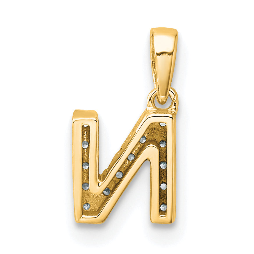 14K  Diamond Letter N Initial with Bail Pendant