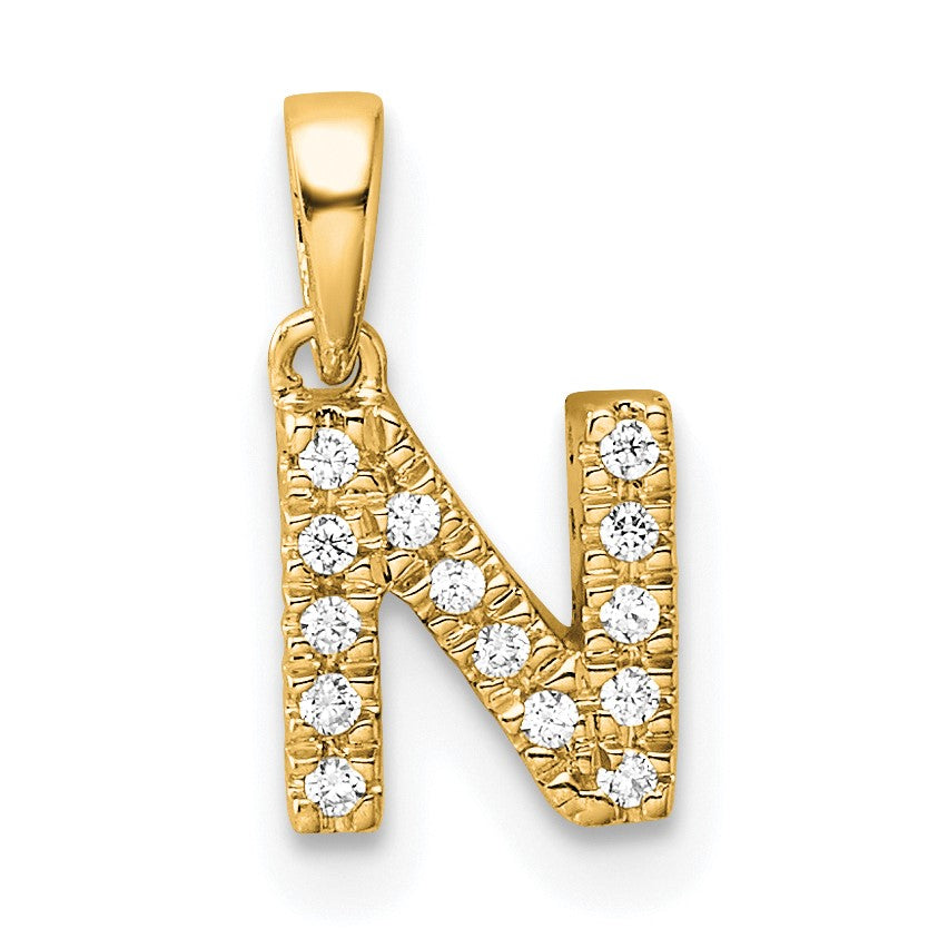 14K  Diamond Letter N Initial with Bail Pendant