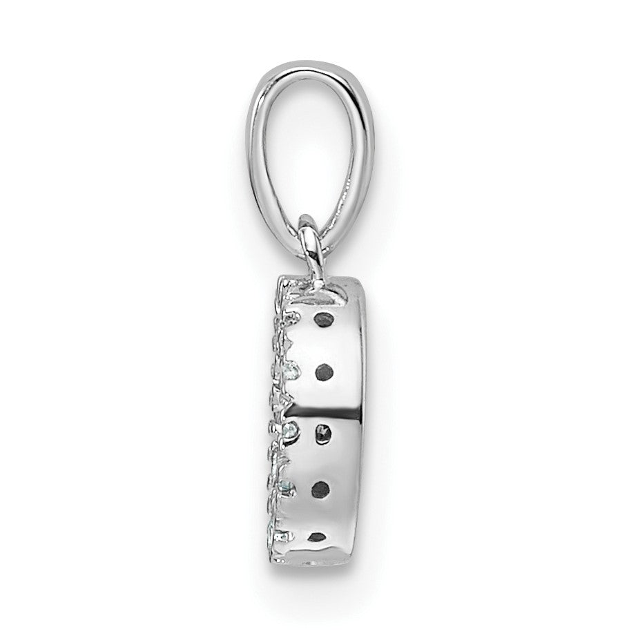 14K  White Gold Diamond Letter O Initial with Bail Pendant