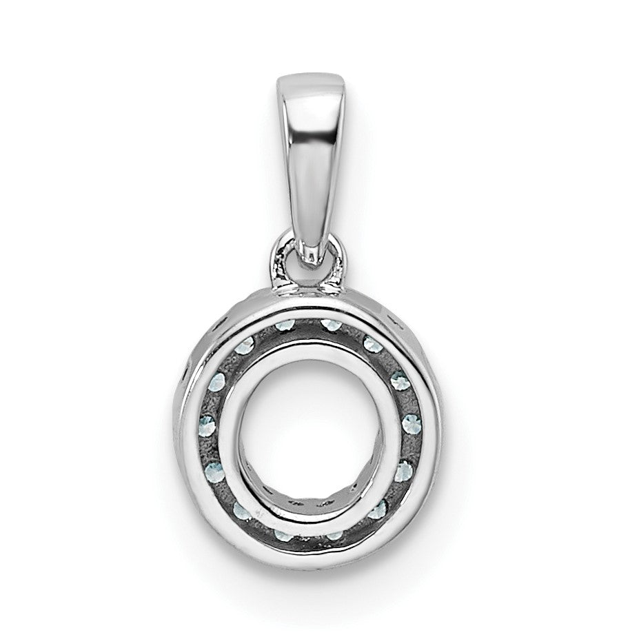 14K  White Gold Diamond Letter O Initial with Bail Pendant