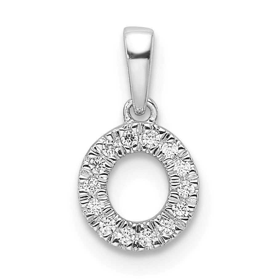 14K  White Gold Diamond Letter O Initial with Bail Pendant