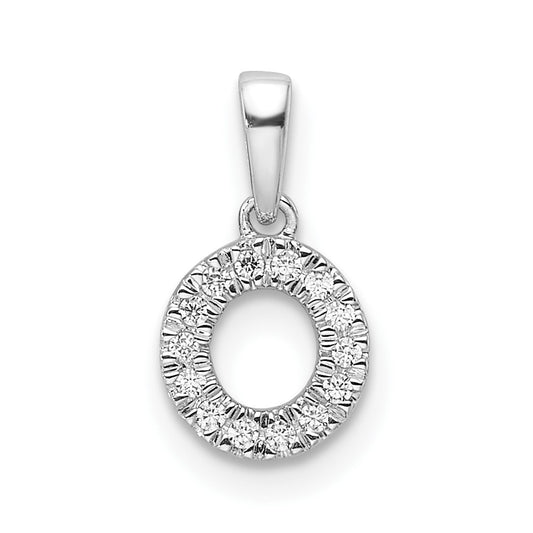 14K  White Gold Diamond Letter O Initial with Bail Pendant