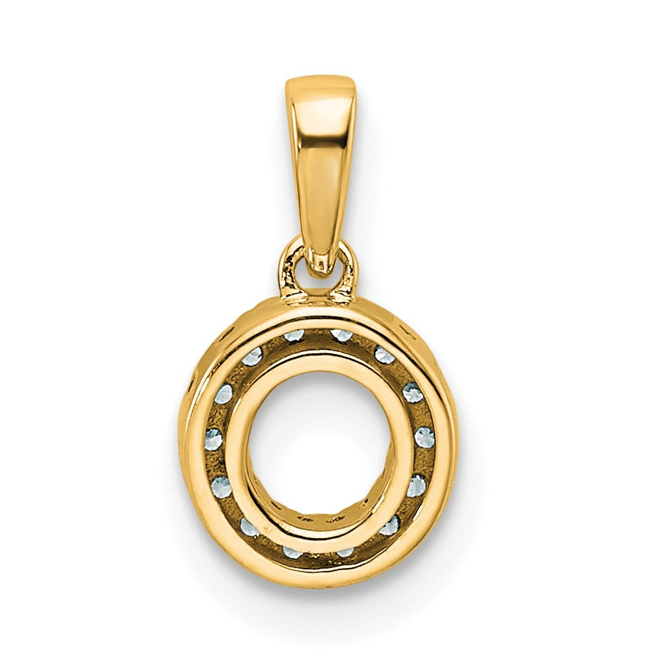 14K  Diamond Letter O Initial with Bail Pendant