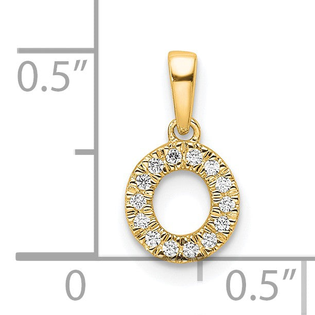 14K  Diamond Letter O Initial with Bail Pendant