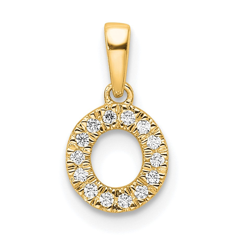 14K  Diamond Letter O Initial with Bail Pendant