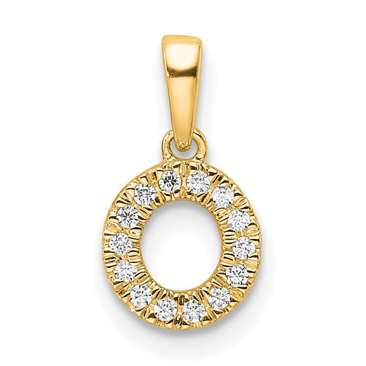 14K  Diamond Letter O Initial with Bail Pendant