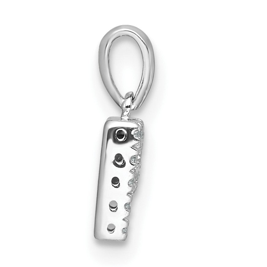 14K  White Gold Diamond Letter P Initial with Bail Pendant