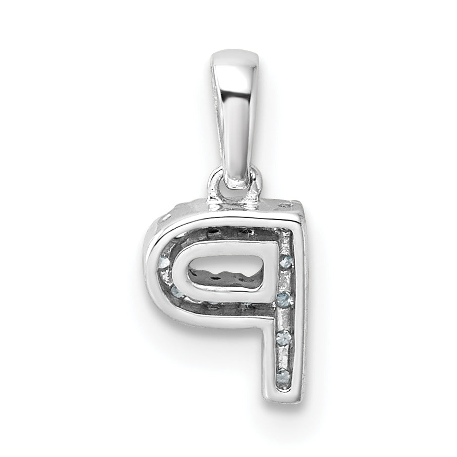 14K  White Gold Diamond Letter P Initial with Bail Pendant