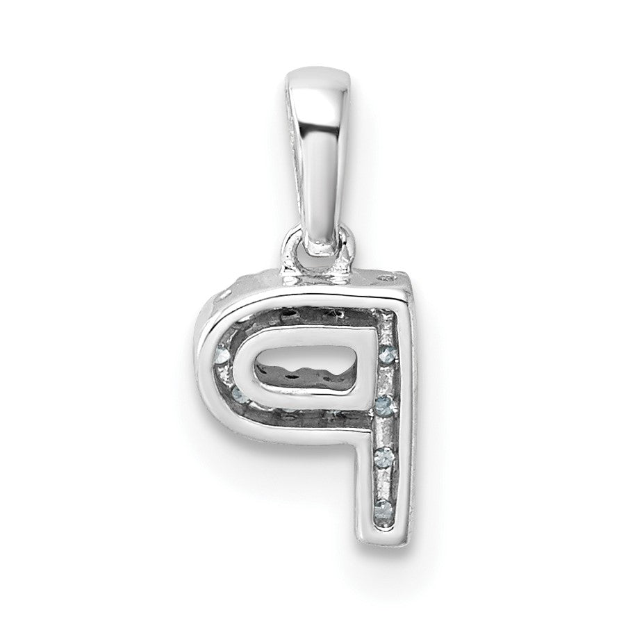 14K  White Gold Diamond Letter P Initial with Bail Pendant