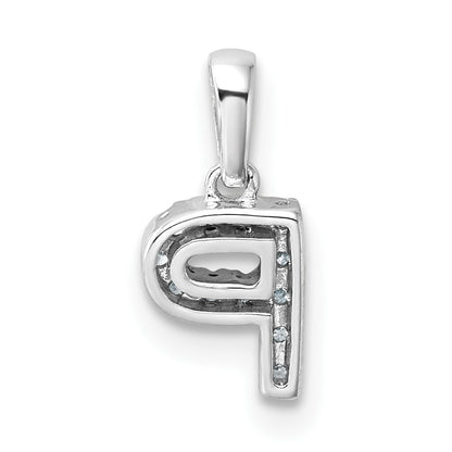 14K  White Gold Diamond Letter P Initial with Bail Pendant