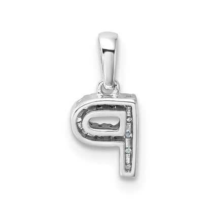 14K  White Gold Diamond Letter P Initial with Bail Pendant