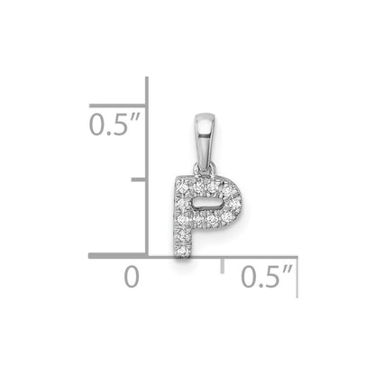 14K  White Gold Diamond Letter P Initial with Bail Pendant