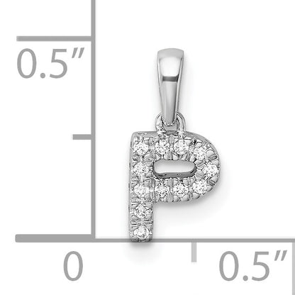 14K  White Gold Diamond Letter P Initial with Bail Pendant