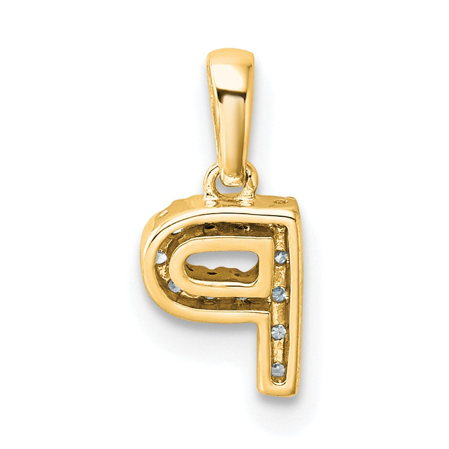 14K  Diamond Letter P Initial with Bail Pendant