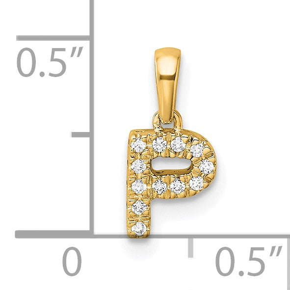 14K  Diamond Letter P Initial with Bail Pendant