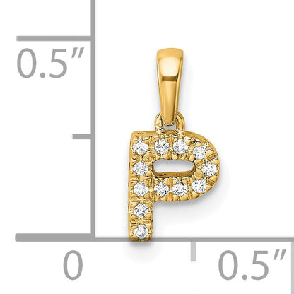 14K  Diamond Letter P Initial with Bail Pendant