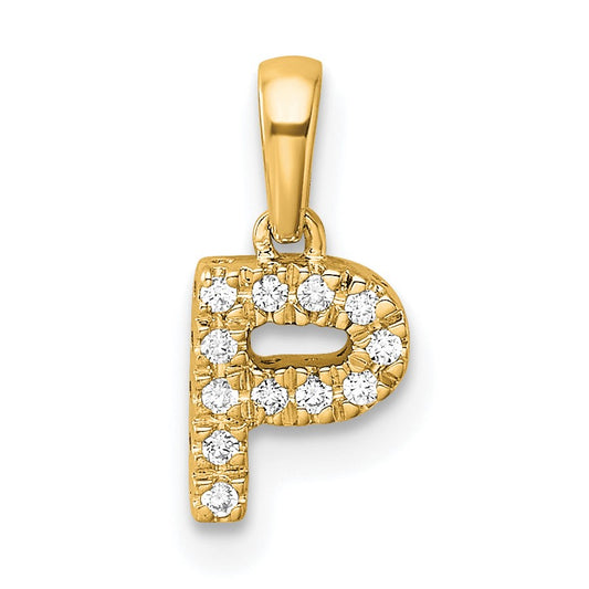 14K  Diamond Letter P Initial with Bail Pendant