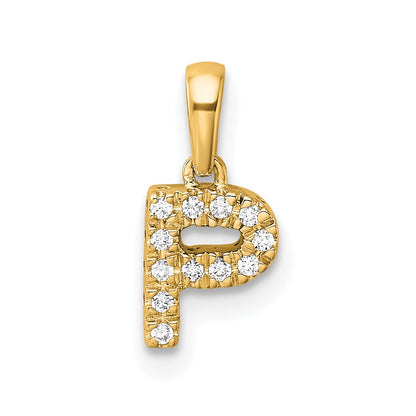 14K  Diamond Letter P Initial with Bail Pendant