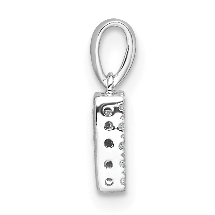 14K  White Gold Diamond Letter R Initial with Bail Pendant