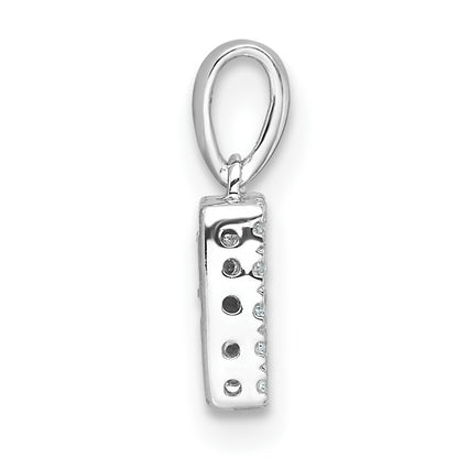 14K  White Gold Diamond Letter R Initial with Bail Pendant