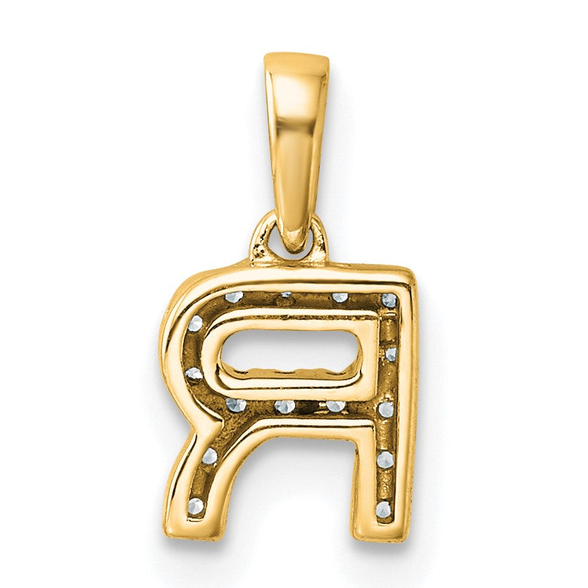 14K  Diamond Letter R Initial with Bail Pendant