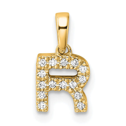 14K  Diamond Letter R Initial with Bail Pendant