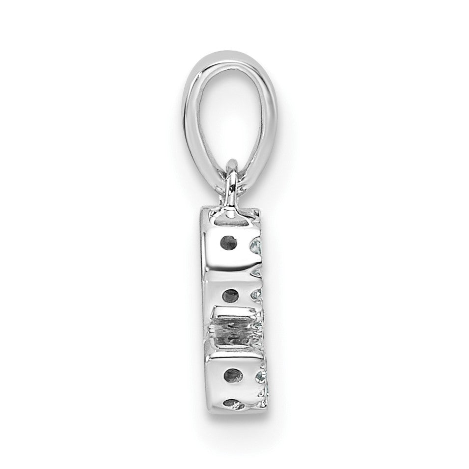 14K  White Gold Diamond Letter S Initial with Bail Pendant