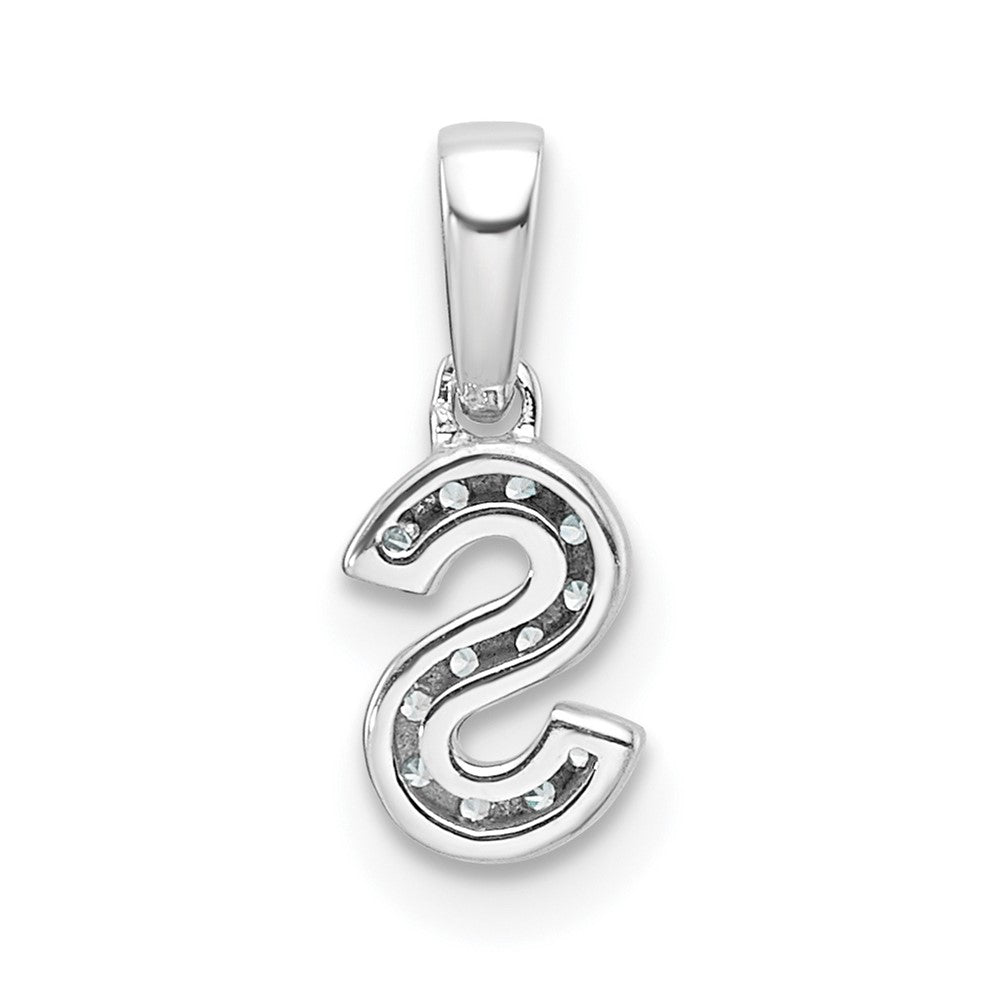 14K  White Gold Diamond Letter S Initial with Bail Pendant